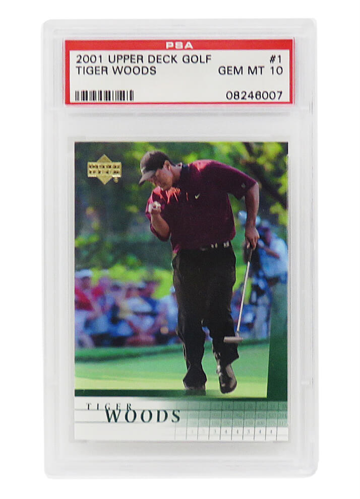 TIGER WOODS 2001 Upper Deck Golf #1 RC Rookie Card - PSA 10 GEM MINT - PS5TW01U1 - TIGER WOODS 2001 Upper Deck Golf #1 RC Rookie Card - PSA 10 GEM MINT product image