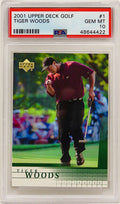 TIGER WOODS 2001 Upper Deck Golf #1 RC Rookie Card - PSA 10 GEM MINT (New Label) - PS5TW01U2 - TIGER WOODS 2001 Upper Deck Golf #1 RC Rookie Card - PSA 10 GEM MINT (New Label) product image