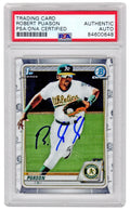 Robert Puason Signed Oakland A's 2020 Topps Bowman Chrome Baseball Rookie Card #BCP-145- (PSA/DNA Encapsulated) - PUACAR104 - Robert Puason Signed Oakland A's 2020 Topps Bowman Chrome Baseball Rookie Card #BCP-145- (PSA/DNA Encapsulated) product image