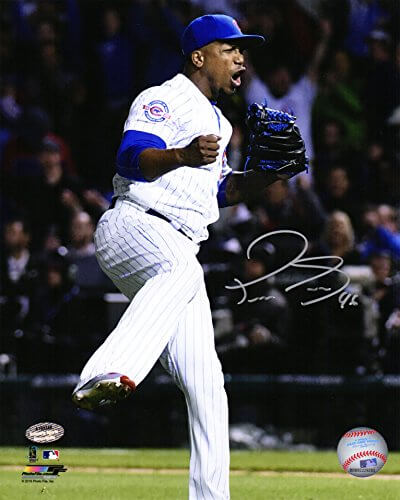 Pedro Strop Signed Chicago Cubs Pitching Fist Pump 8x10 Photo - STR08P107 - Pedro Strop Signed Chicago Cubs Pitching Fist Pump 8x10 Photo product image