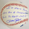 Pete Rose Signed Autographed MLB Baseball w/'I'd Walk Thru Hell in a Gasoline Suit to Meet Joe D.' PSA/DNA - ROSBSB105 - Pete Rose Signed Autographed MLB Baseball w/'I'd Walk Thru Hell in a Gasoline Suit to Meet Joe D.' PSA/DNA product image