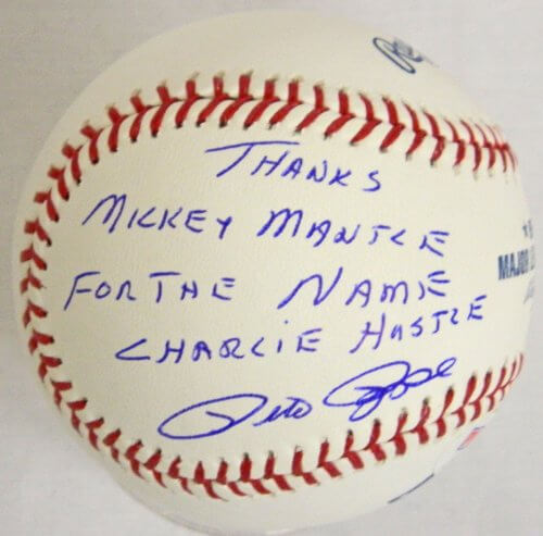 Pete Rose Signed Autographed MLB Baseball w/'Thanks Mickey Mantle For The Name Charlie Hustle' PSA/DNA - ROSBSB104 - Pete Rose Signed Autographed MLB Baseball w/'Thanks Mickey Mantle For The Name Charlie Hustle' PSA/DNA product image