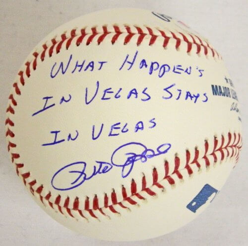 Pete Rose Signed Autographed MLB Baseball w/'What Happens In Vegas Stays In Vegas' PSA/DNA - ROSBSB108 - Pete Rose Signed Autographed MLB Baseball w/'What Happens In Vegas Stays In Vegas' PSA/DNA product image