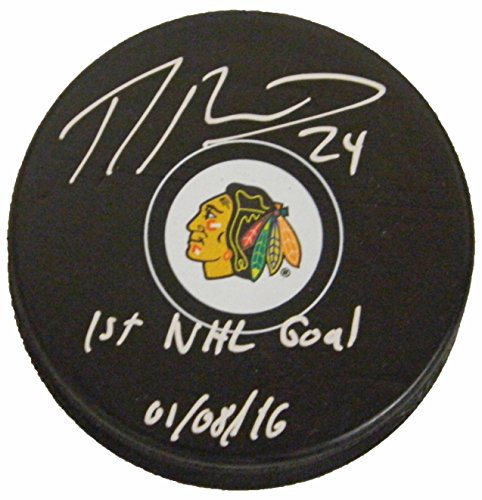 Phillip Danault Signed Chicago Blackhawks Logo Hockey Puck w/1st NHL Goal 01-08-16 - DANPUC401 - Phillip Danault Signed Chicago Blackhawks Logo Hockey Puck w/1st NHL Goal 01-08-16 product image