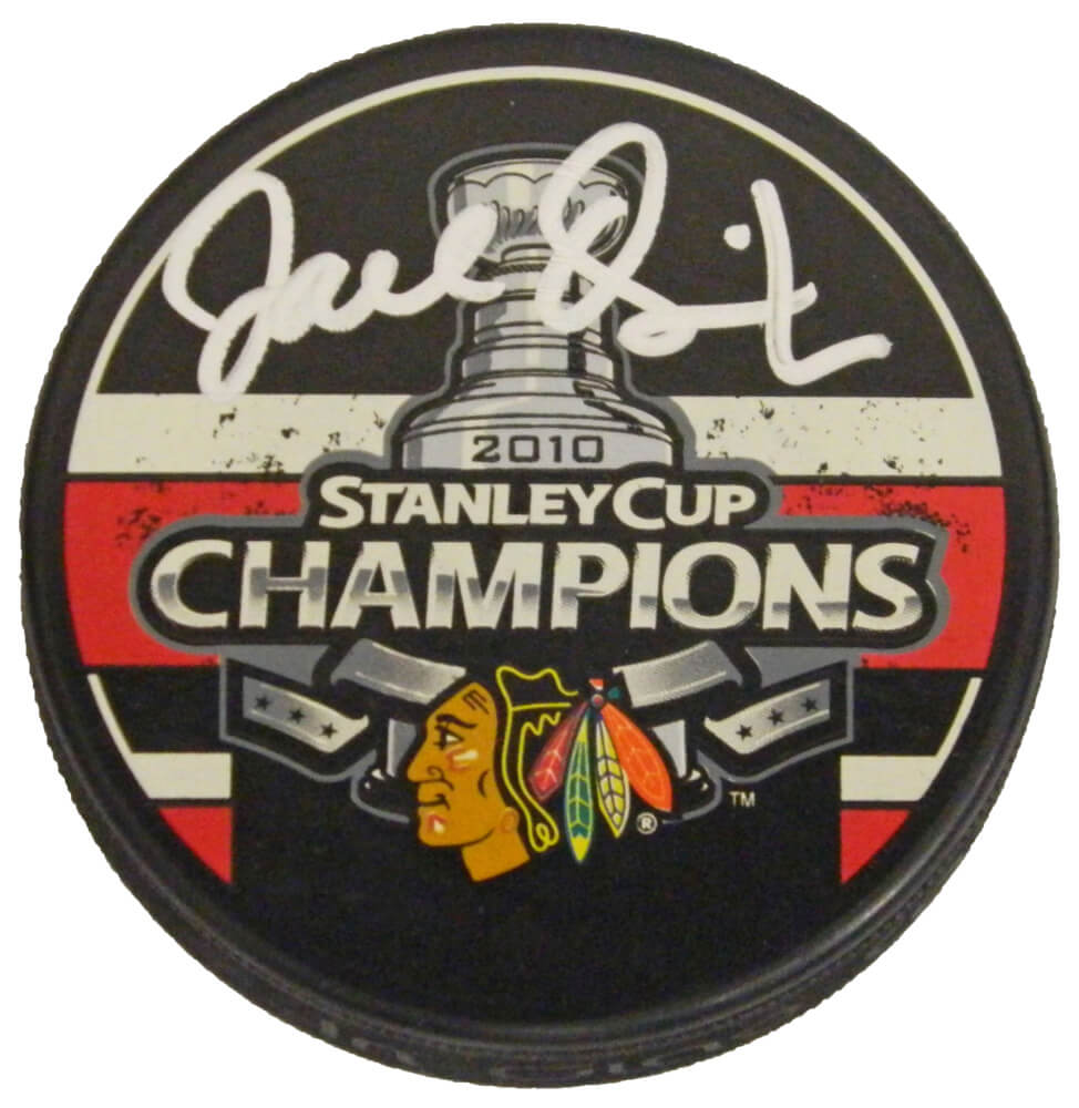 Joel Quenneville Signed Blackhawks 2010 Stanley Cup Champs Logo Hockey Puck - QUEPUC400 - Joel Quenneville Signed Blackhawks 2010 Stanley Cup Champs Logo Hockey Puck product image