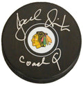 Joel Quenneville Signed Chicago Blackhawks Logo Hockey Puck w/Coach Q - QUEPUC404 - Joel Quenneville Signed Chicago Blackhawks Logo Hockey Puck w/Coach Q product image
