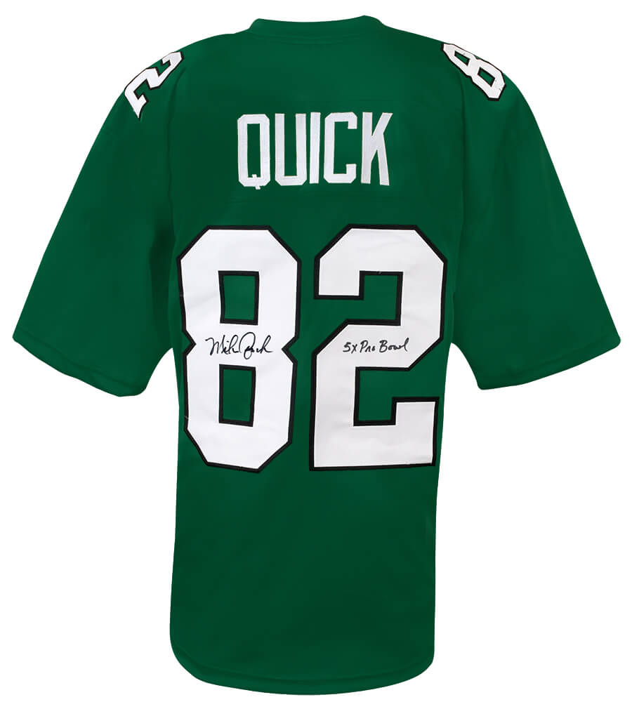 Mike Quick Signed Green Throwback Custom Football Jersey w/5x Pro Bowl - QUIJRY300 - Mike Quick Signed Green Throwback Custom Football Jersey w/5x Pro Bowl product image