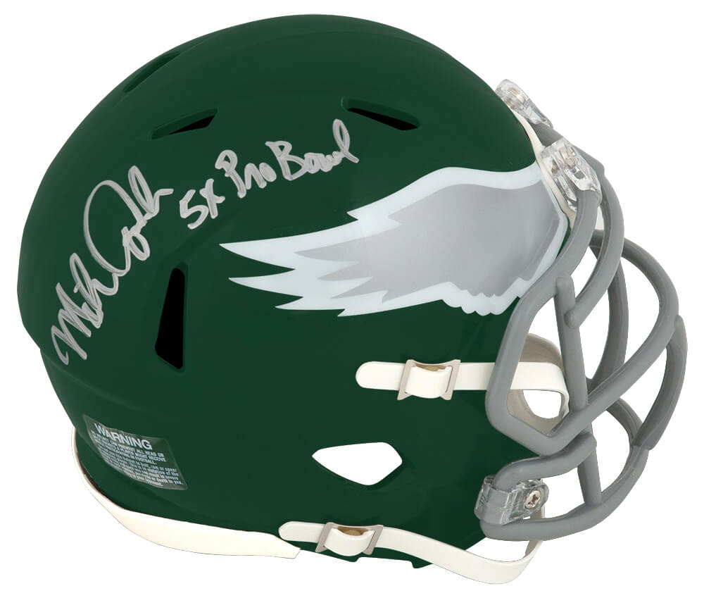 Mike Quick Signed Philadelphia Eagles Throwback Riddell Speed Mini Helmet w/5x Pro Bowl - QUIMIN300 - Mike Quick Signed Philadelphia Eagles Throwback Riddell Speed Mini Helmet w/5x Pro Bowl product image