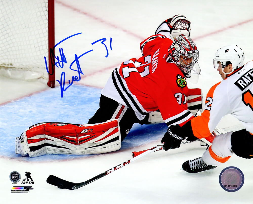 Antti Raanta Signed Chicago Blackhawks Goalie Action 8x10 Photo - RAA08P405 - Antti Raanta Signed Chicago Blackhawks Goalie Action 8x10 Photo product image