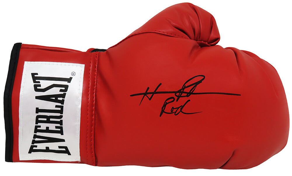Hasim Rahman Signed Everlast Red Boxing Glove w/Rock - RAHGLV500 - Hasim Rahman Signed Everlast Red Boxing Glove w/Rock product image