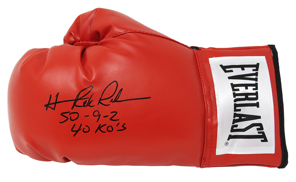 Hasim Rahman Signed Everlast Red Boxing Glove w/50-9-2, 40 KO's - RAHGLV502 - Hasim Rahman Signed Everlast Red Boxing Glove w/50-9-2, 40 KO's product image