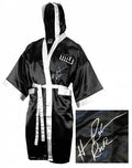 Hasim Rahman Signed Title Black Full Size Boxing Robe w/Rock - RAHROB500 - Hasim Rahman Signed Title Black Full Size Boxing Robe w/Rock product image