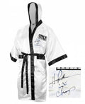 Hasim Rahman Signed Title White Full Size Boxing Robe w/2x Champ - RAHROB501 - Hasim Rahman Signed Title White Full Size Boxing Robe w/2x Champ product image