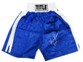 Hasim Rahman Signed Title Blue With White Waist Boxing Trunks w/Rock - RAHTRU502 - Hasim Rahman Signed Title Blue With White Waist Boxing Trunks w/Rock product image