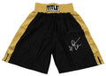 Hasim Rahman Signed Title Black & Gold Boxing Trunks w/Rock - RAHTRU505 - Hasim Rahman Signed Title Black & Gold Boxing Trunks w/Rock product image