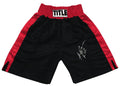 Hasim Rahman Signed Title Black & Red Boxing Trunks w/Rock - RAHTRU506 - Hasim Rahman Signed Title Black & Red Boxing Trunks w/Rock product image