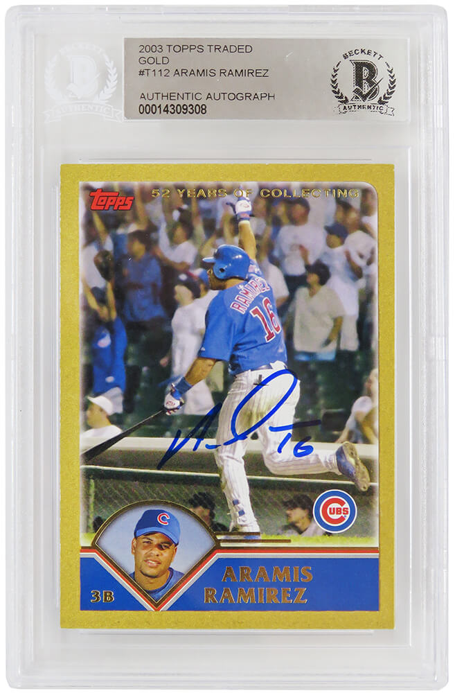 Aramis Ramirez Signed Chicago Cubs 2003 Topps Traded Gold Baseball Card #T112 - (Beckett Encapsulated) - RAMCAR107 - Aramis Ramirez Signed Chicago Cubs 2003 Topps Traded Gold Baseball Card #T112 - (Beckett Encapsulated) product image