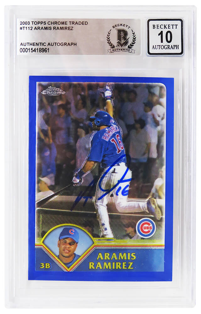 Aramis Ramirez Signed Chicago Cubs 2003 Topps Traded Chrome Baseball Card #T112 - (Beckett - Auto Grade 10) - RAMCAR109 - Aramis Ramirez Signed Chicago Cubs 2003 Topps Traded Chrome Baseball Card #T112 - (Beckett - Auto Grade 10) product image