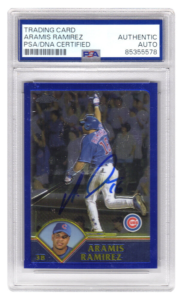 Aramis Ramirez Signed Cubs 2003 Topps Traded Chrome Baseball Card #T112 - (PSA Encapsulated) - RAMCAR119 - Aramis Ramirez Signed Cubs 2003 Topps Traded Chrome Baseball Card #T112 - (PSA Encapsulated) product image