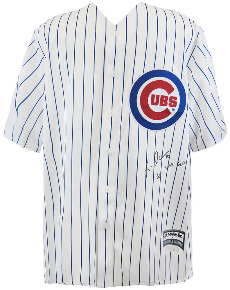 Aramis Ramirez Signed Chicago Cubs White Pinstripe Majestic Replica Baseball Jersey w/Go Cubs Go - RAMJRY110 - Aramis Ramirez Signed Chicago Cubs White Pinstripe Majestic Replica Baseball Jersey w/Go Cubs Go product image
