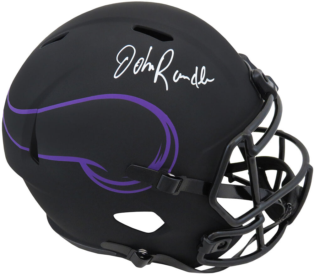 John Randle Signed Vikings Eclipse Black Matte Riddell Full Size Speed Replica Helmet (In White) - RANREP305 - John Randle Signed Vikings Eclipse Black Matte Riddell Full Size Speed Replica Helmet (In White) product image