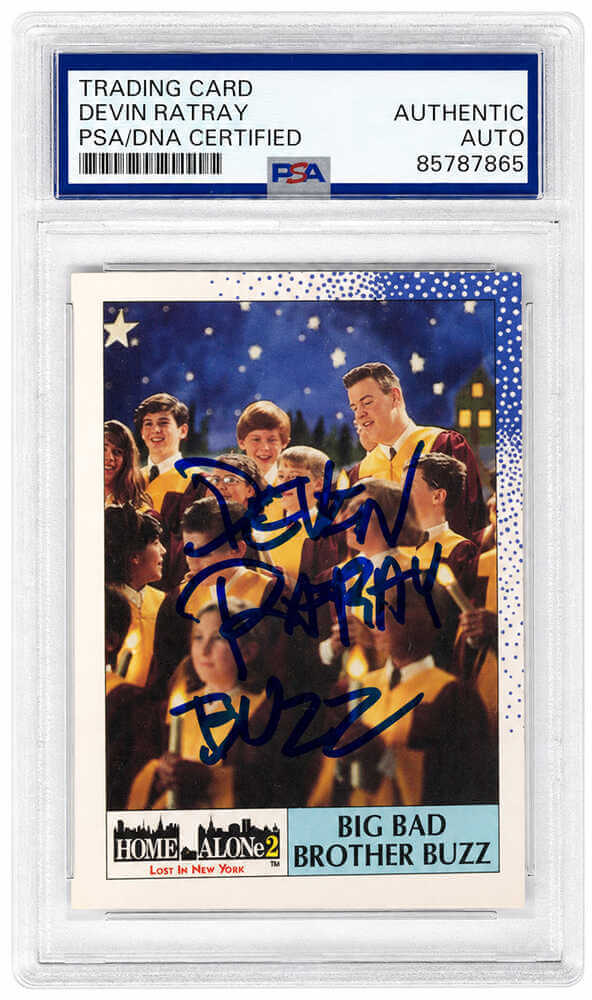Devin Ratray Signed 1992 Topps Home Alone 2 'Big Bad Brother Buzz' Movie Trading Card #11 - (PSA Encapsulated) - RATCAR503 - Devin Ratray Signed 1992 Topps Home Alone 2 'Big Bad Brother Buzz' Movie Trading Card #11 - (PSA Encapsulated) product image