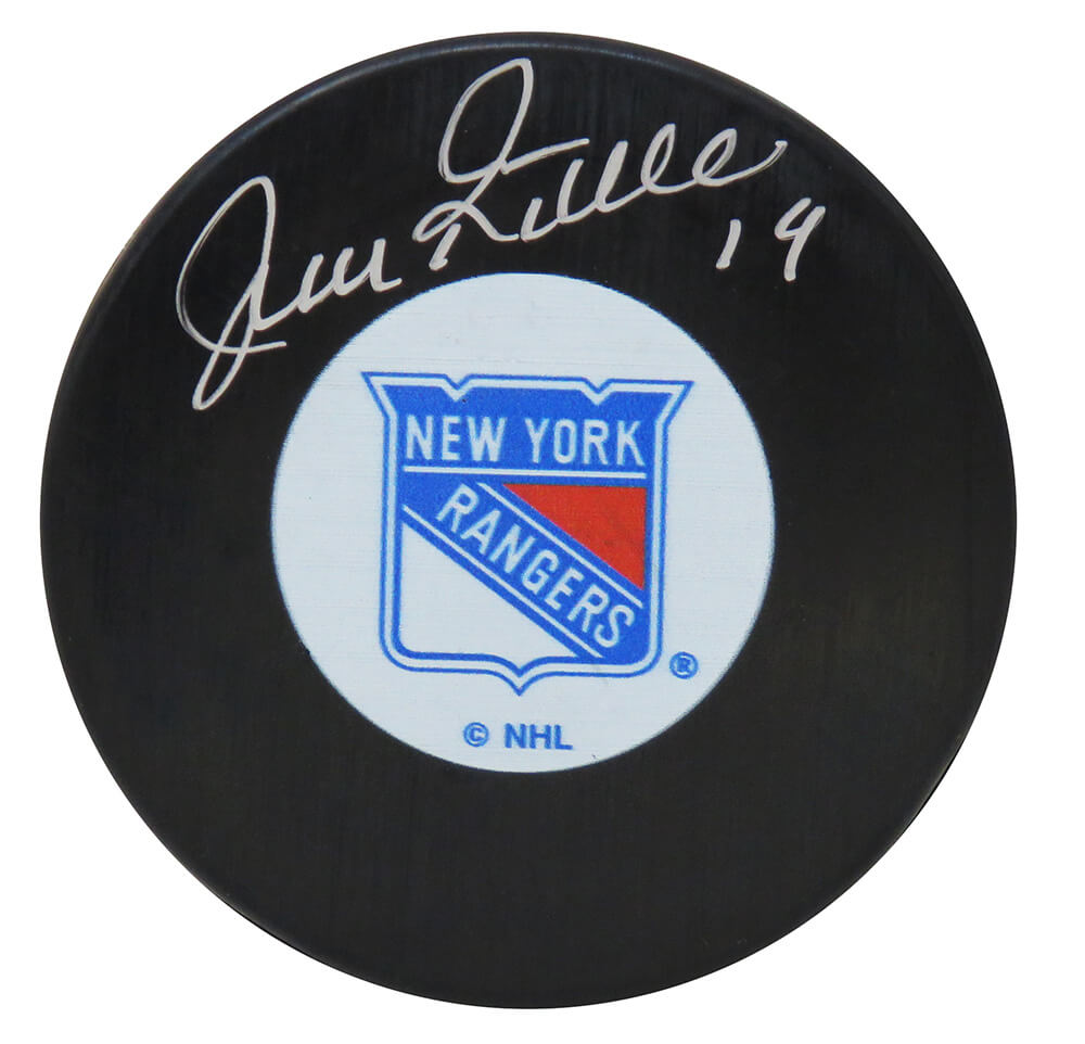 Jean Ratelle Signed New York Rangers Logo Hockey Puck - RATPUC400 - Jean Ratelle Signed New York Rangers Logo Hockey Puck product image