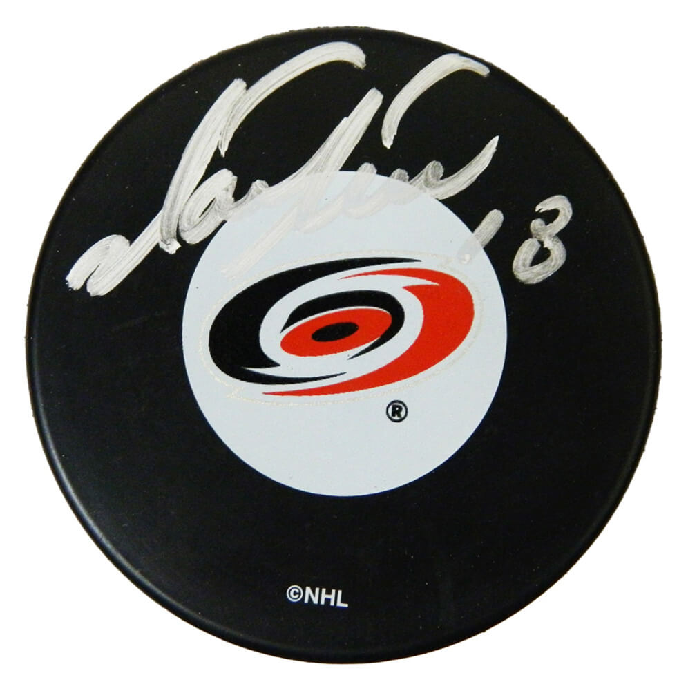 Mark Recchi Signed Carolina Hurricanes Logo Hockey Puck - RECPUC400 - Mark Recchi Signed Carolina Hurricanes Logo Hockey Puck product image