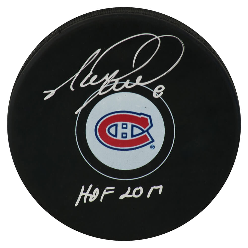 Mark Recchi Signed Montreal Canadiens Logo Hockey Puck w/HOF 2017 - RECPUC403 - Mark Recchi Signed Montreal Canadiens Logo Hockey Puck w/HOF 2017 product image