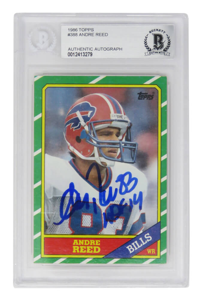 Andre Reed Signed Buffalo Bills 1986 Topps Rookie Card #388 w/HOF'14 - (Beckett Encapsulated) - REECAR300 - Andre Reed Signed Buffalo Bills 1986 Topps Rookie Card #388 w/HOF'14 - (Beckett Encapsulated) product image