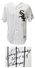 Jerry Reinsdorf Signed Chicago White Sox Majestic White Pinstripe Jersey w/ 2005 WS Champs - REIJRY102 - Jerry Reinsdorf Signed Chicago White Sox Majestic White Pinstripe Jersey w/ 2005 WS Champs product image