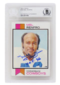 Mel Renfro Signed Dallas Cowboys 1973 Topps Football Card #185 w/HOF'96 - (Beckett Encapsulated) - RENCAR301 - Mel Renfro Signed Dallas Cowboys 1973 Topps Football Card #185 w/HOF'96 - (Beckett Encapsulated) product image