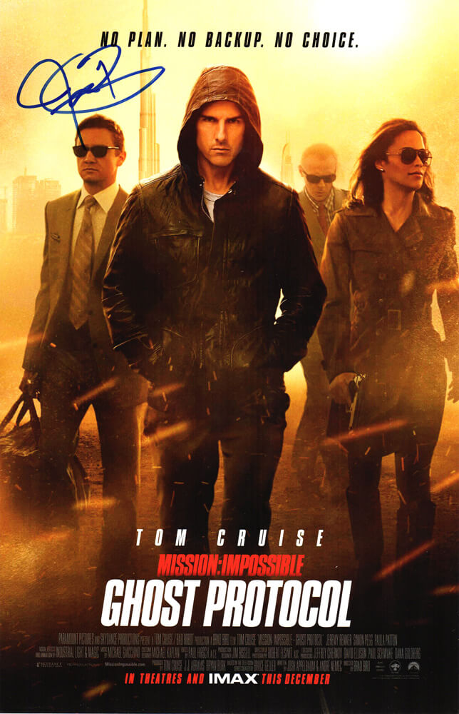 Jeremy Renner Signed Mission Impossible Ghost Protocol 11x17 Movie Poster - RENPST501 - Jeremy Renner Signed Mission Impossible Ghost Protocol 11x17 Movie Poster product image