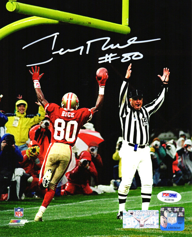 Jerry Rice Signed San Francisco 49ers Touchdown Arms Raised Celebration 8x10 Photo - RIC08P312 - Jerry Rice Signed San Francisco 49ers Touchdown Arms Raised Celebration 8x10 Photo product image