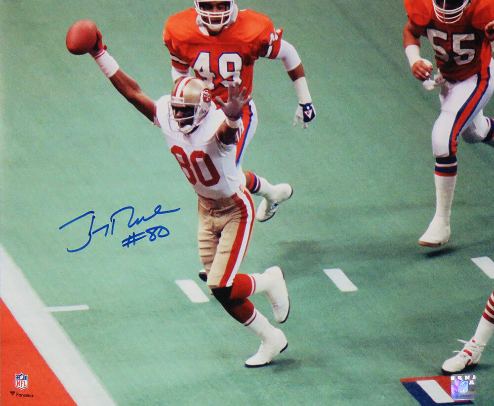 Jerry Rice Signed San Francisco 49ers Super Bowl TD vs Broncos 16x20 Photo - RIC16P302 - Jerry Rice Signed San Francisco 49ers Super Bowl TD vs Broncos 16x20 Photo product image