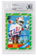 Jerry Rice Signed San Francisco 49ers 1986 Topps Rookie Football Trading Card #161 (Beckett Encapsulated) - RICCAR300 - Jerry Rice Signed San Francisco 49ers 1986 Topps Rookie Football Trading Card #161 (Beckett Encapsulated) product image