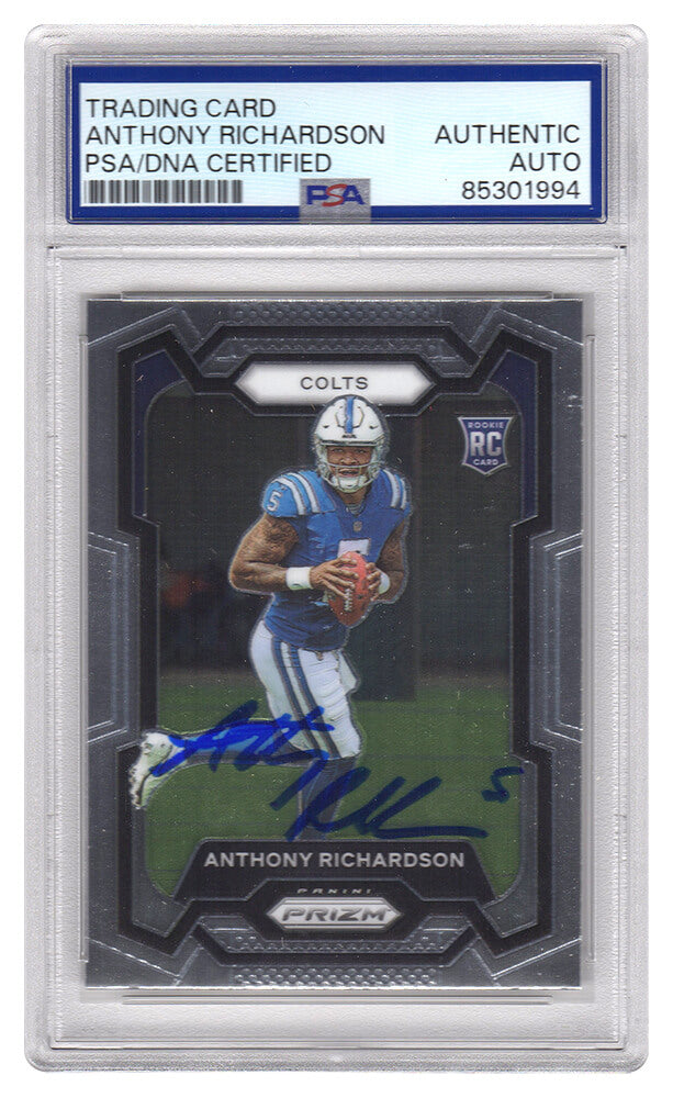 Anthony Richardson Signed Indianapolis Colts 2023 Panini Prizm Rookie Football Card #343 (PSA Encapsulated) - RICCAR320 - Anthony Richardson Signed Indianapolis Colts 2023 Panini Prizm Rookie Football Card #343 (PSA Encapsulated) product image