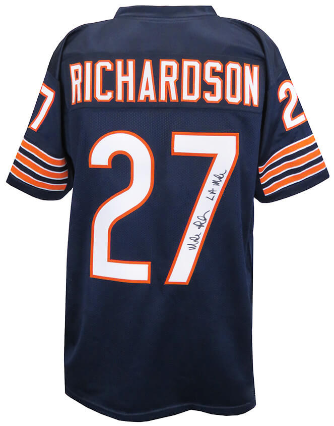 Mike Richardson Signed Navy Custom Football Jersey w/L.A. Mike - RICJRY320 - Mike Richardson Signed Navy Custom Football Jersey w/L.A. Mike product image