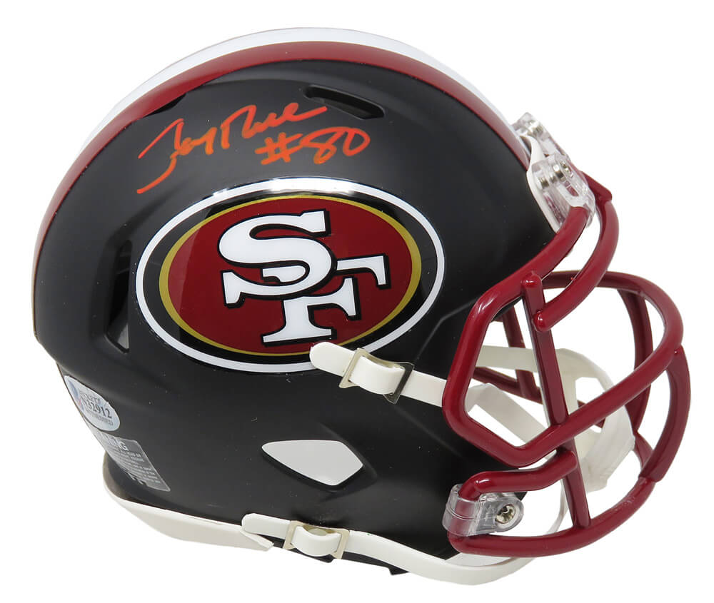 Jerry Rice Signed San Francisco 49ers Flat Black Matte Riddell Speed Mini Helmet (Beckett) - RICMIN311 - Jerry Rice Signed San Francisco 49ers Flat Black Matte Riddell Speed Mini Helmet (Beckett) product image