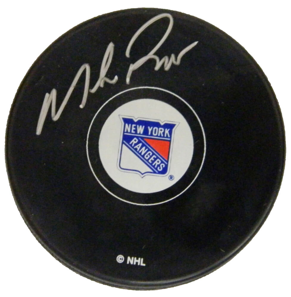 Mike Richter Signed New York Rangers Logo Hockey Puck - RICPUC400 - Mike Richter Signed New York Rangers Logo Hockey Puck product image