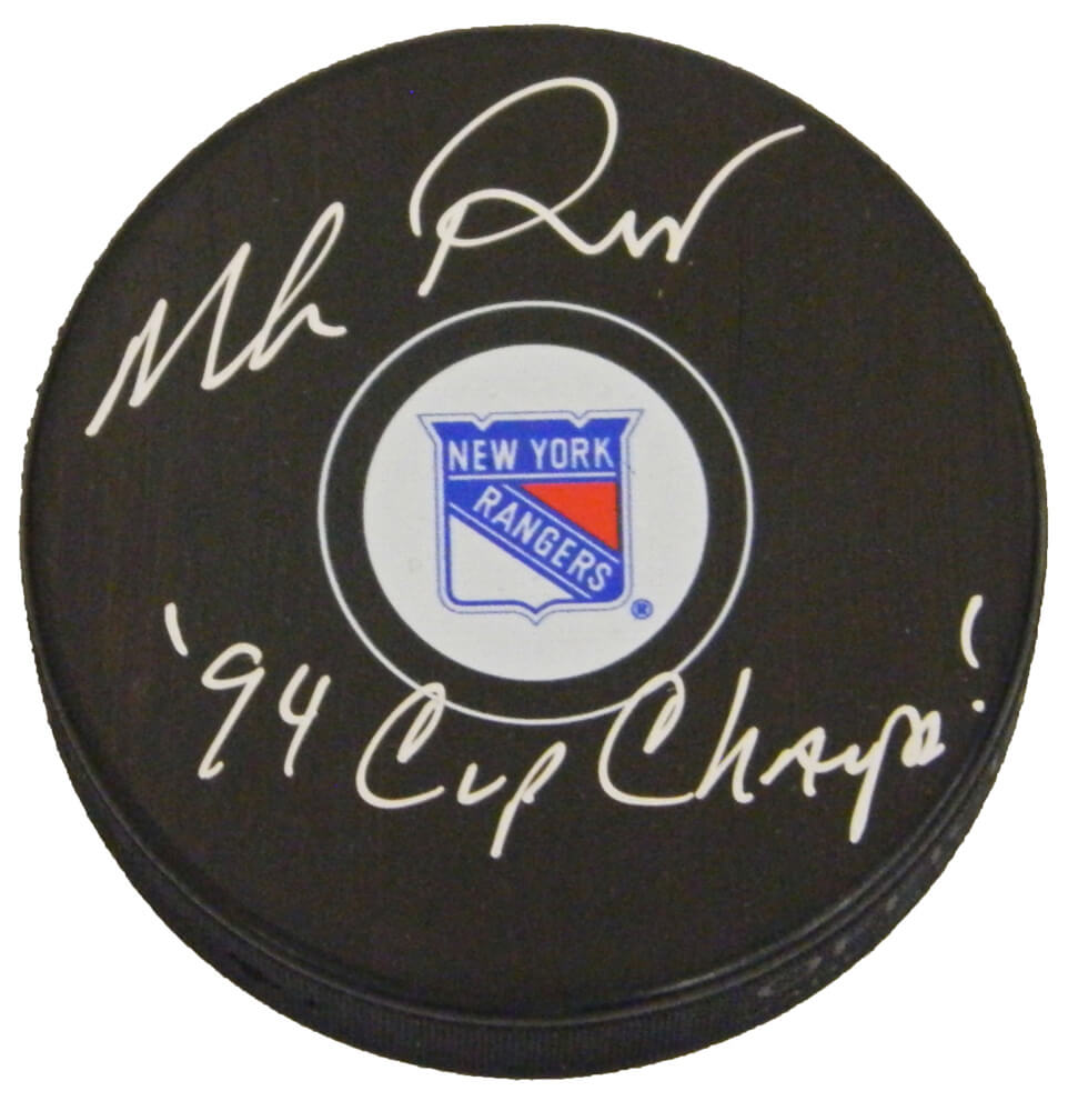 Mike Richter Signed New York Rangers Logo Hockey Puck w/94 Cup Champs - RICPUC402 - Mike Richter Signed New York Rangers Logo Hockey Puck w/94 Cup Champs product image