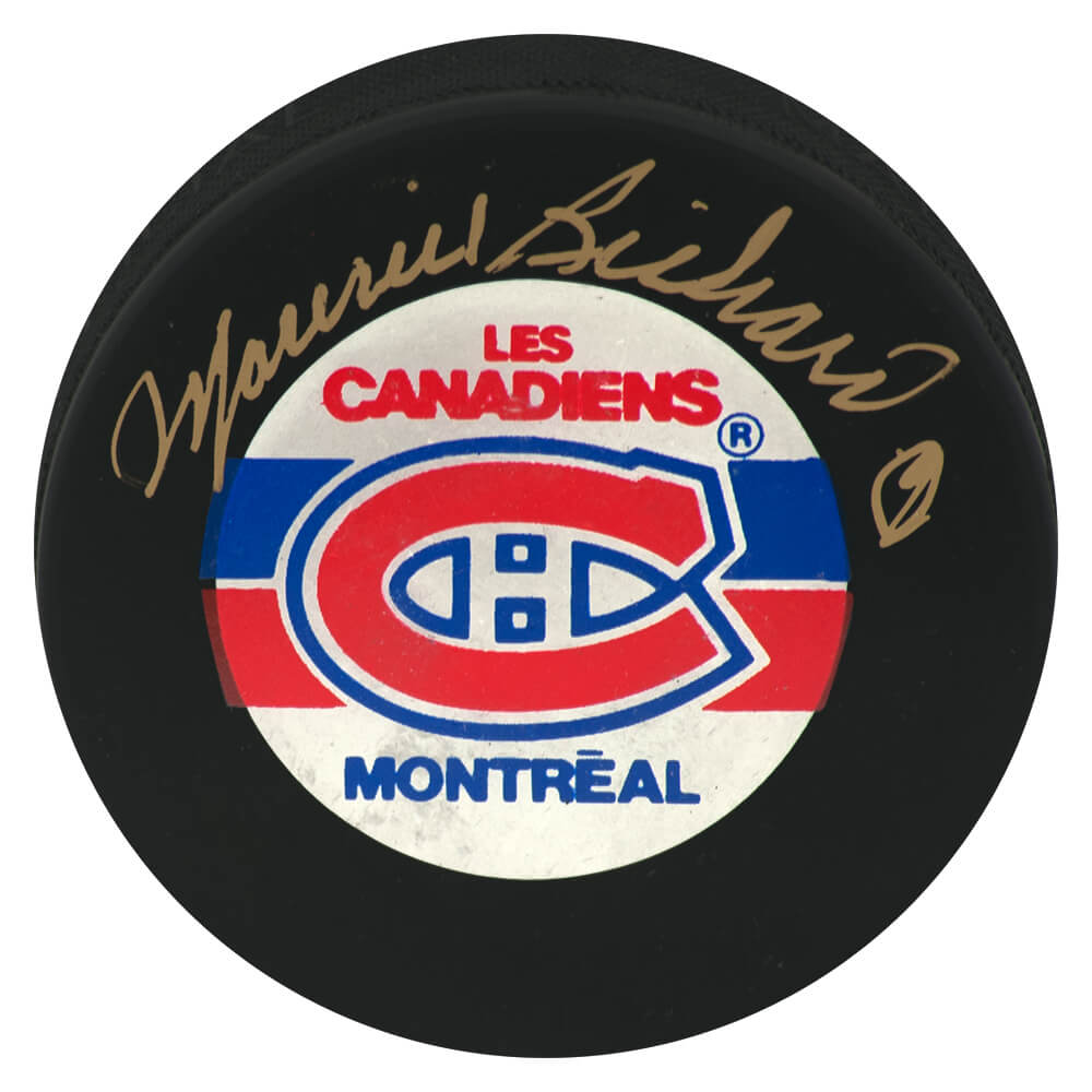 Maurice Richard Signed Montreal Canadiens (Les Canadiens) Logo Hockey Puck - (JSA COA) - RICPUC421 - Maurice Richard Signed Montreal Canadiens (Les Canadiens) Logo Hockey Puck - (JSA COA) product image