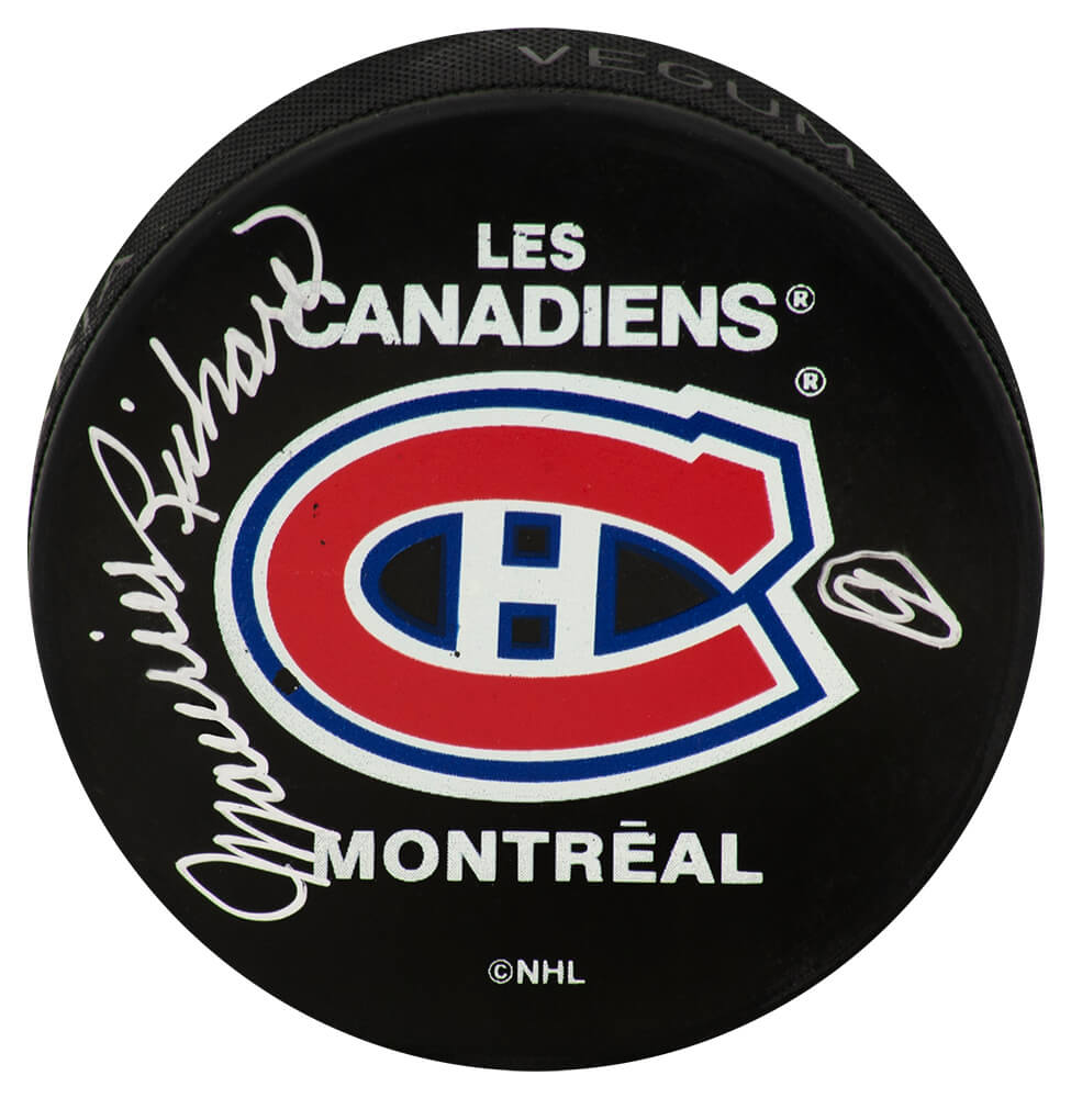 Maurice Richard Signed Montreal Canadiens (Les Canadiens) Hockey Puck - (Beckett) - RICPUC422 - Maurice Richard Signed Montreal Canadiens (Les Canadiens) Hockey Puck - (Beckett) product image