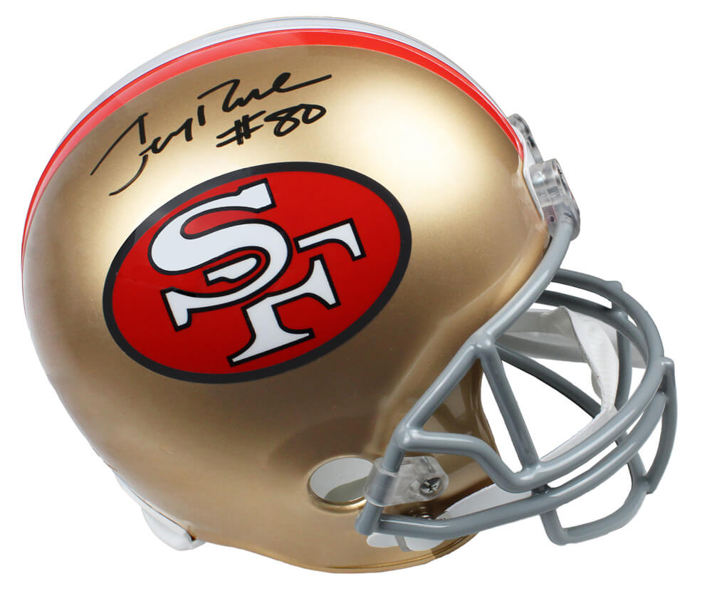 Jerry Rice Signed San Francisco 49ers Throwback Riddell Full Size Replica Helmet - RICREP301 - Jerry Rice Signed San Francisco 49ers Throwback Riddell Full Size Replica Helmet product image
