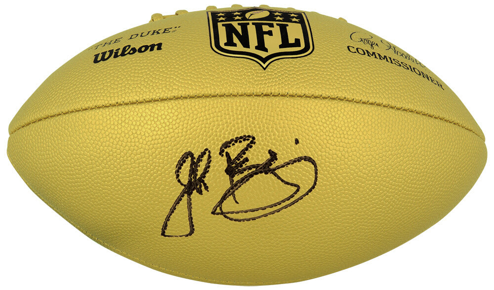 John Riggins Signed Wilson Duke Gold Metallic NFL Full Size Replica Football - RIGFTB301 - John Riggins Signed Wilson Duke Gold Metallic NFL Full Size Replica Football product image