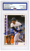 Jose Rijo Signed New York Yankees 1984 Topps Traded Rookie Baseball Trading Card #100T - (PSA Encapsulated) - RIJCAR102 - Jose Rijo Signed New York Yankees 1984 Topps Traded Rookie Baseball Trading Card #100T - (PSA Encapsulated) product image