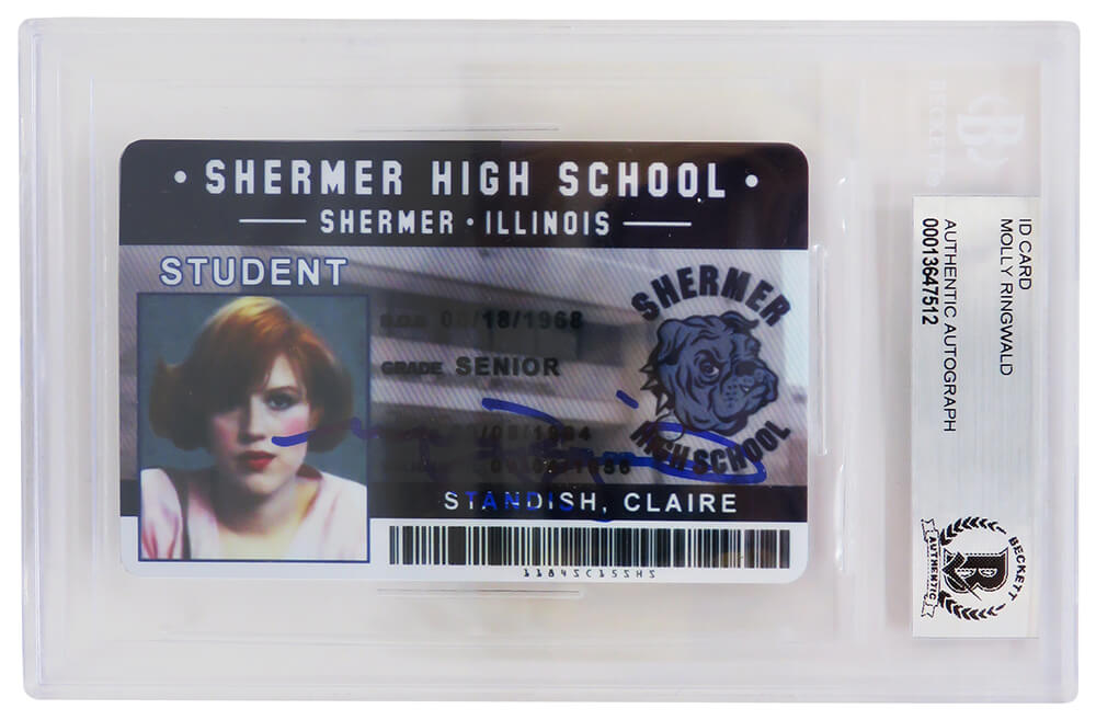 Molly Ringwald Signed The Breakfast Club Shermer High School ID Card - (Beckett Encapsulated) - RINCAR502 - Molly Ringwald Signed The Breakfast Club Shermer High School ID Card - (Beckett Encapsulated) product image