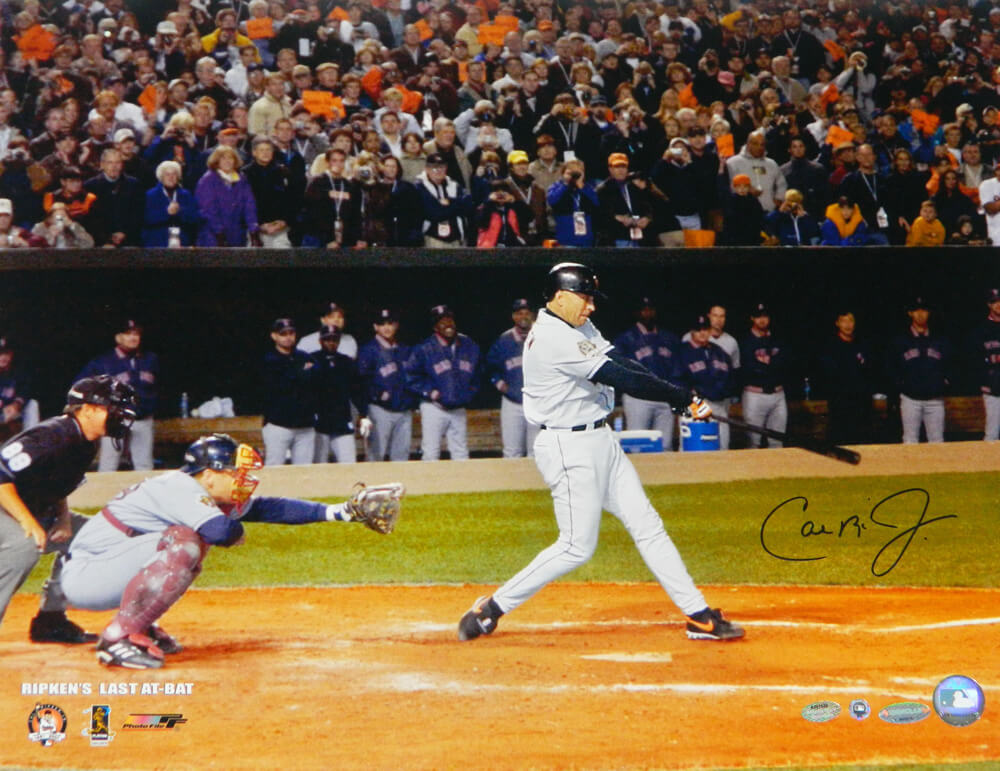 Cal Ripken Jr Signed Baltimore Orioles Last Career At Bat Action 16x20 Photo - RIP16P100 - Cal Ripken Jr Signed Baltimore Orioles Last Career At Bat Action 16x20 Photo product image