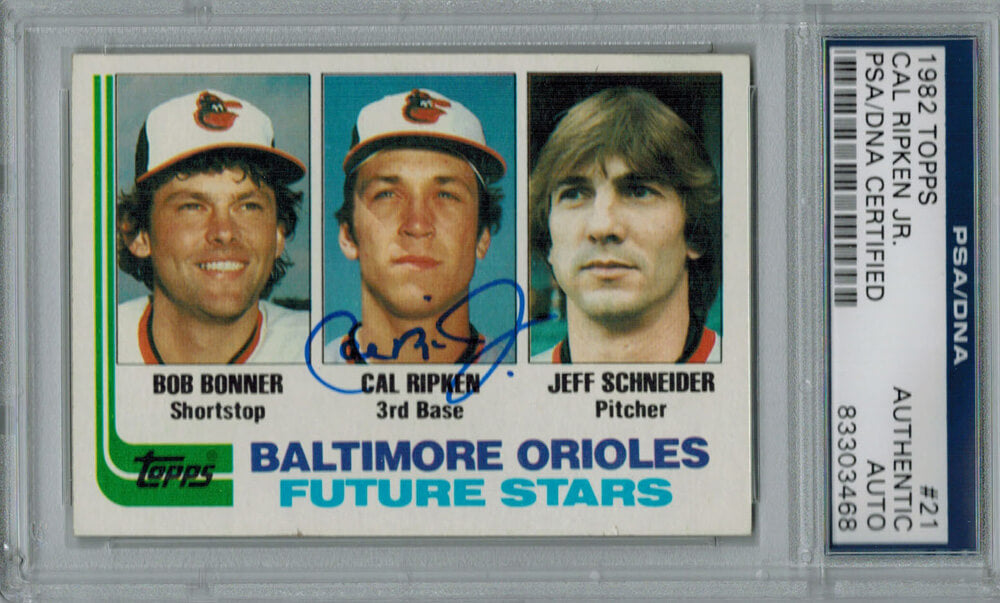 Cal Ripken Jr Signed Orioles 1982 Topps Rookie Card #21 PSA/DNA - RIPCAR100 - Cal Ripken Jr Signed Orioles 1982 Topps Rookie Card #21 PSA/DNA product image