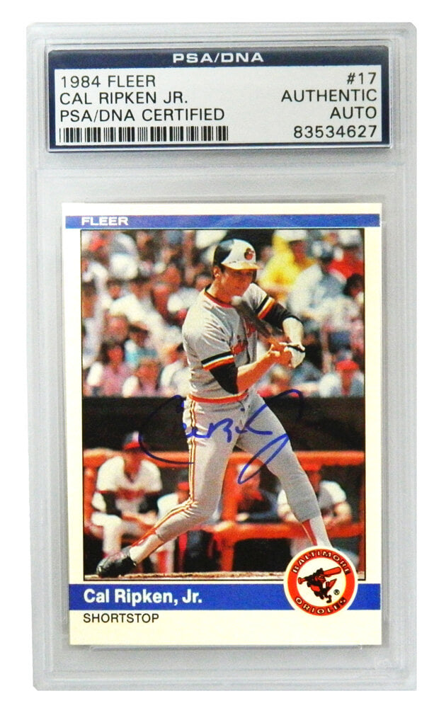 Cal Ripken Jr Signed Baltimore Orioles 1984 Fleer Trading Card #17 -(PSA Encapsulated) - RIPCAR104 - Cal Ripken Jr Signed Baltimore Orioles 1984 Fleer Trading Card #17 -(PSA Encapsulated) product image